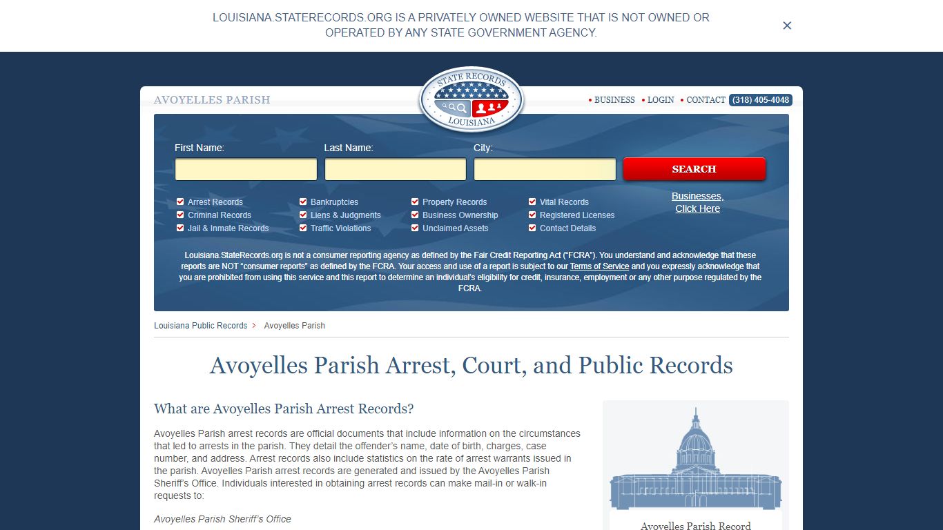 Avoyelles Parish Arrest, Court, and Public Records