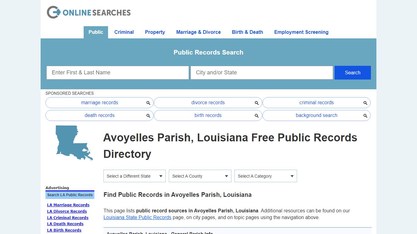 Avoyelles Parish, Louisiana Public Records Directory