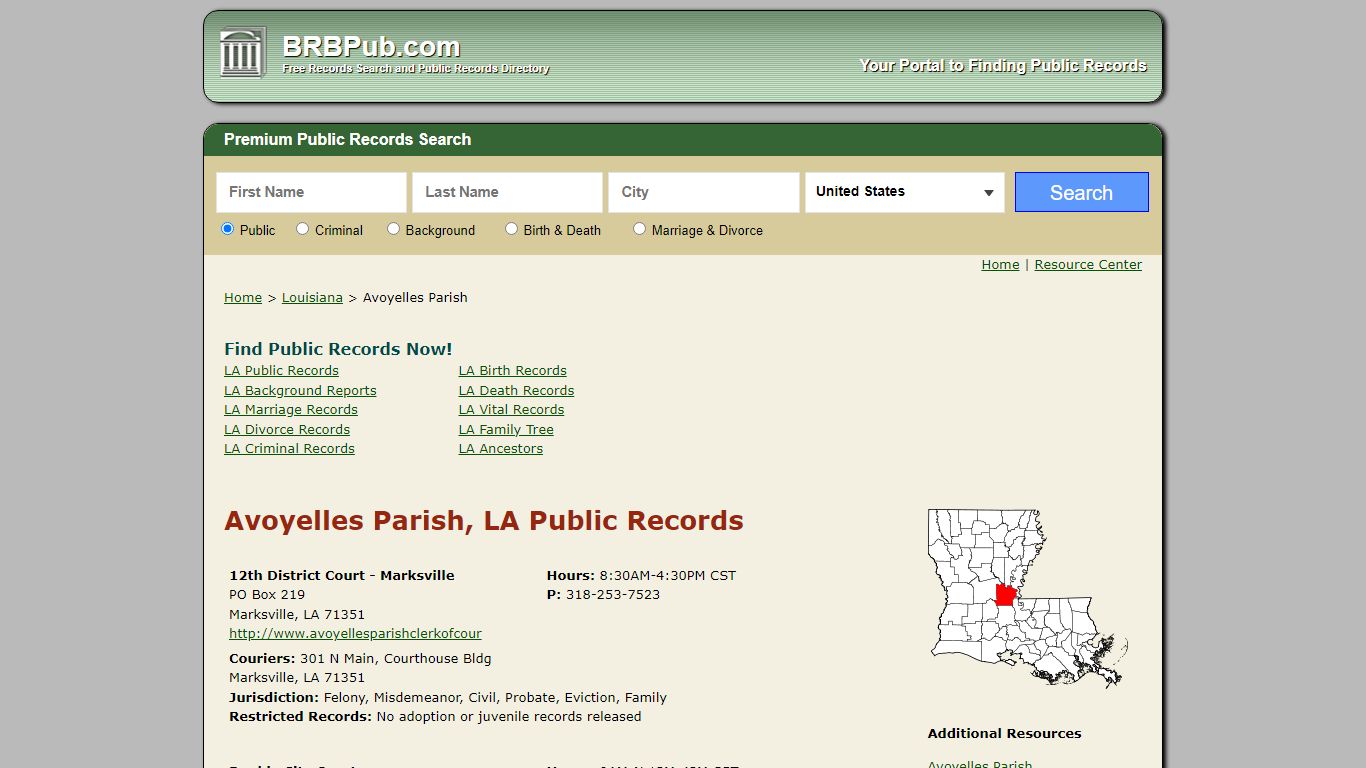 Avoyelles Parish Public Records | Search Louisiana Government Databases