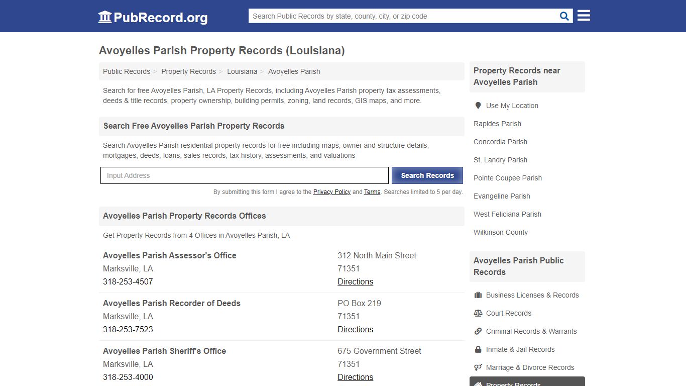 Avoyelles Parish Property Records (Louisiana) - Free Public Records Search