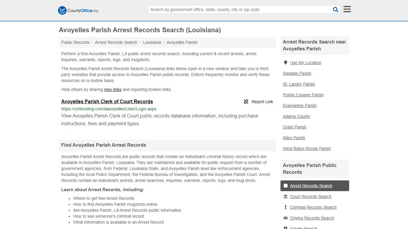 Avoyelles Parish Arrest Records Search (Louisiana) - County Office